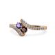 1 - Eleni Iolite and Red Garnet with Side Diamonds Bypass Ring 