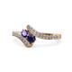 1 - Eleni Iolite and Blue Sapphire with Side Diamonds Bypass Ring 