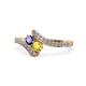 1 - Eleni Iolite and Yellow Sapphire with Side Diamonds Bypass Ring 
