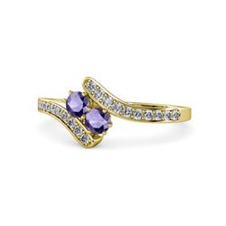 Eleni Iolite with Side Diamonds Bypass Ring Iolite Stone with Side Diamonds Womens Bypass Engagement Ring ctw K Yellow Gold