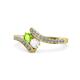 1 - Eleni Peridot and White Sapphire with Side Diamonds Bypass Ring 