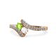 1 - Eleni Peridot and White Sapphire with Side Diamonds Bypass Ring 