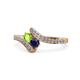 1 - Eleni Peridot and Blue Sapphire with Side Diamonds Bypass Ring 