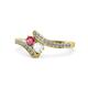 1 - Eleni Rhodolite Garnet and White Sapphire with Side Diamonds Bypass Ring 