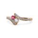 1 - Eleni Rhodolite Garnet and Diamond with Side Diamonds Bypass Ring 