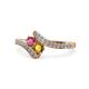 1 - Eleni Rhodolite Garnet and Citrine with Side Diamonds Bypass Ring 