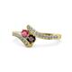 1 - Eleni Rhodolite and Red Garnet with Side Diamonds Bypass Ring 