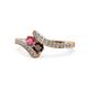 1 - Eleni Rhodolite and Red Garnet with Side Diamonds Bypass Ring 