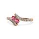 1 - Eleni Rhodolite Garnet with Side Diamonds Bypass Ring 