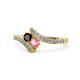 1 - Eleni Red Garnet and Pink Tourmaline with Side Diamonds Bypass Ring 