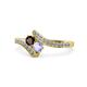 1 - Eleni Red Garnet and Tanzanite with Side Diamonds Bypass Ring 