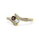 1 - Eleni Red Garnet and Diamond with Side Diamonds Bypass Ring 