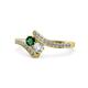 1 - Eleni Emerald and Diamond with Side Diamonds Bypass Ring 