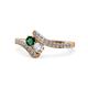 1 - Eleni Emerald and Diamond with Side Diamonds Bypass Ring 