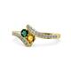 1 - Eleni Emerald and Citrine with Side Diamonds Bypass Ring 