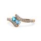 1 - Eleni London Blue Topaz and Blue Topaz with Side Diamonds Bypass Ring 