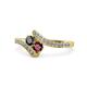 1 - Eleni Black Diamond and Ruby with Side Diamonds Bypass Ring 
