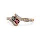 1 - Eleni Black Diamond and Ruby with Side Diamonds Bypass Ring 