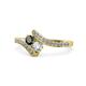 1 - Eleni Black and White Diamond with Side Diamonds Bypass Ring 