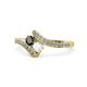 1 - Eleni Black Diamond and White Sapphire with Side Diamonds Bypass Ring 