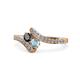 1 - Eleni Black Diamond and Aquamarine with Side Diamonds Bypass Ring 