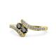 1 - Eleni Black Diamond with Side Diamonds Bypass Ring 