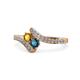 1 - Eleni Citrine and Blue Diamond with Side Diamonds Bypass Ring 