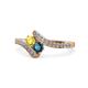 1 - Eleni Yellow Sapphire and Blue Diamond with Side Diamonds Bypass Ring 