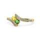 1 - Eleni Yellow Sapphire and Green Garnet with Side Diamonds Bypass Ring 
