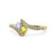 1 - Eleni Tanzanite and Yellow Diamond with Side Diamonds Bypass Ring 