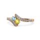 1 - Eleni Aquamarine and Yellow Diamond with Side Diamonds Bypass Ring 