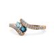 1 - Eleni Aquamarine and Blue Diamond with Side Diamonds Bypass Ring 