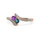 1 - Eleni Amethyst and Blue Diamond with Side Diamonds Bypass Ring 
