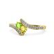 1 - Eleni Peridot and Yellow Diamond with Side Diamonds Bypass Ring 