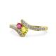 1 - Eleni Rhodolite Garnet and Yellow Diamond with Side Diamonds Bypass Ring 