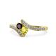 1 - Eleni Red Garnet and Yellow Diamond with Side Diamonds Bypass Ring 