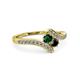 3 - Eleni Emerald and Black Diamond with Side Diamonds Bypass Ring 