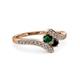 3 - Eleni Emerald and Black Diamond with Side Diamonds Bypass Ring 