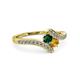 3 - Eleni Emerald and Citrine with Side Diamonds Bypass Ring 