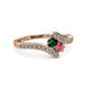 3 - Eleni Emerald and Rhodolite Garnet with Side Diamonds Bypass Ring 
