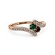 3 - Eleni Emerald and Red Garnet with Side Diamonds Bypass Ring 