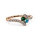 3 - Eleni Emerald and London Blue Topaz with Side Diamonds Bypass Ring 