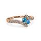 3 - Eleni London Blue Topaz and Blue Topaz with Side Diamonds Bypass Ring 