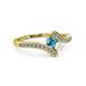 3 - Eleni London Blue Topaz and White Sapphire with Side Diamonds Bypass Ring 