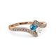 3 - Eleni London Blue Topaz and White Sapphire with Side Diamonds Bypass Ring 