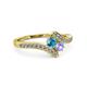 3 - Eleni London Blue Topaz and Tanzanite with Side Diamonds Bypass Ring 