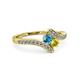 3 - Eleni London Blue Topaz and Yellow Diamond with Side Diamonds Bypass Ring 