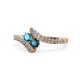 1 - Eleni London Blue Topaz and Blue Diamond with Side Diamonds Bypass Ring 