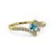 3 - Eleni London Blue Topaz and Diamond with Side Diamonds Bypass Ring 