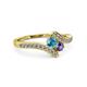3 - Eleni London Blue Topaz and Iolite with Side Diamonds Bypass Ring 